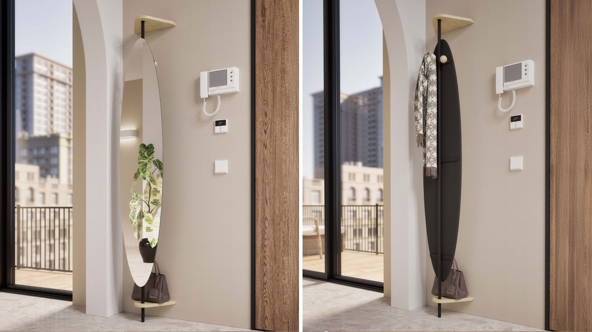 Specchiera e appendiabiti salvaspazio Punto e Virgola