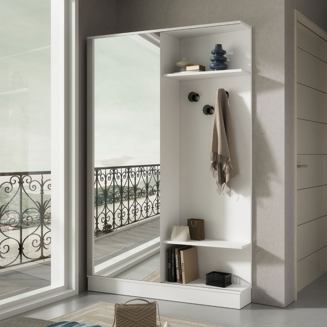 Mobile guardaroba da ingresso semichiuso con anta a specchio