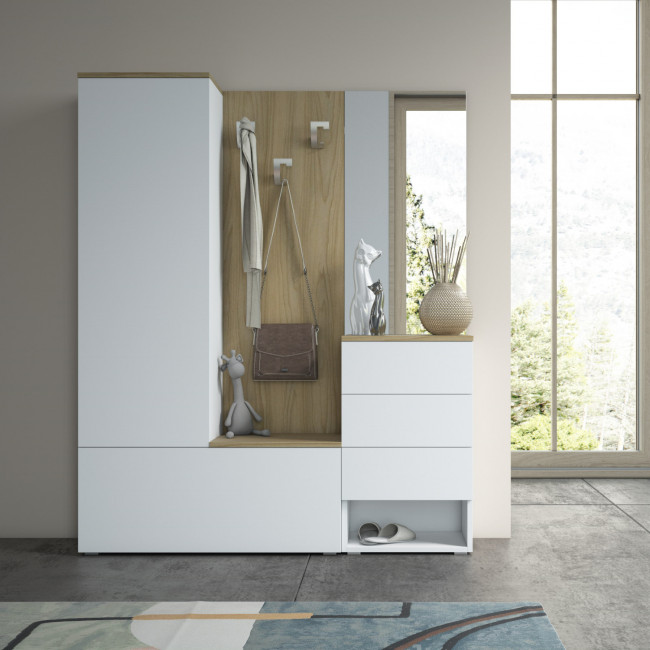 Milani Home Mobile Ingresso OREGON – Design Moderno Con Scarpiera E Porta Borse, Cm 68x35x75, Anta E Ripiani